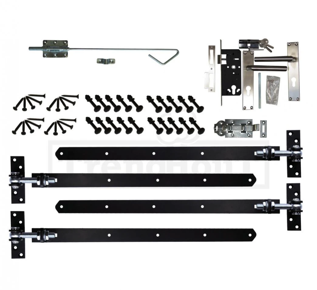 Trendhout Beslagset Zwart Opgeklampte Deur Dubbel - Afbeelding 1